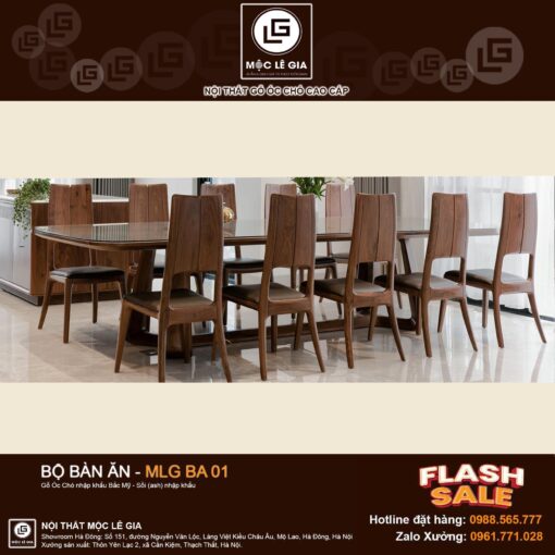 Bộ bàn ăn gỗ óc chó MLG BA 01