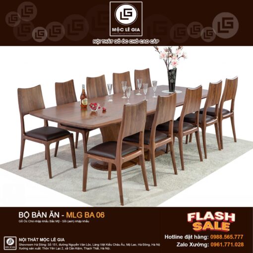 Bàn ăn gỗ óc chó MLG BA06