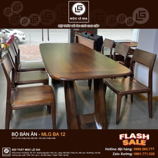 Bộ bàn ăn gỗ óc chó MLG BA12
