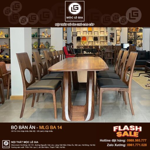 Bộ bàn ăn gỗ óc chó MLG BA14