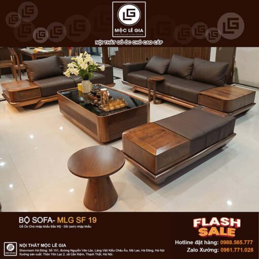 Bộ sofa gỗ óc chó MLG SF19