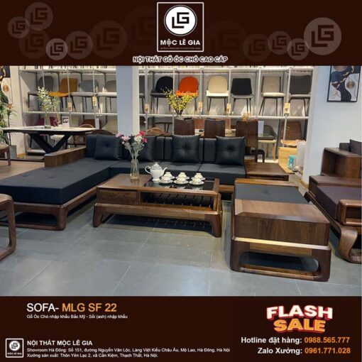 Bộ sofa gỗ óc chó MLG SF22