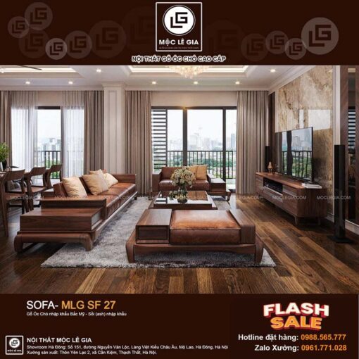 Bộ Sofa Gỗ Óc Chó MLG SF27