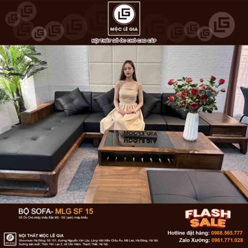 Bộ sofa gỗ óc chó MLG SF15