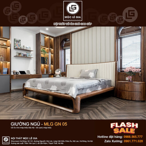 Giường ngủ gỗ óc chó MLG GN05