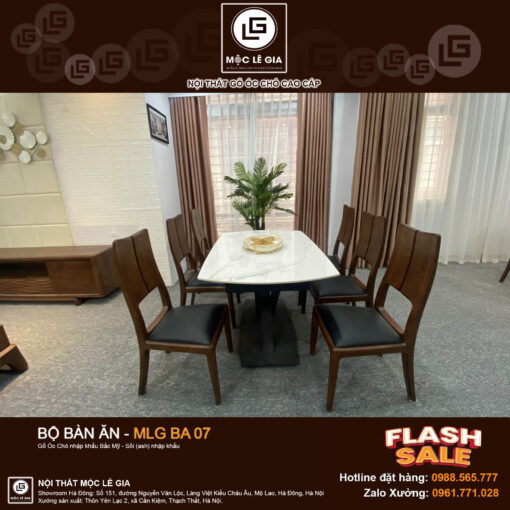 Bộ bàn ăn gỗ óc chó MLH BA07