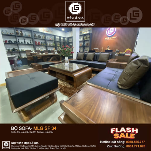 Bộ sofa gỗ óc chso MLG SF 34