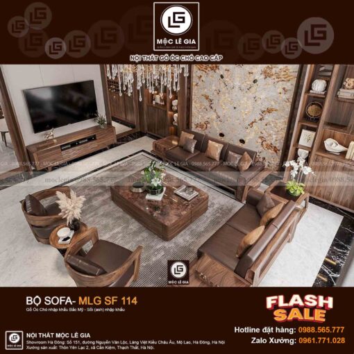 Bộ sofa gỗ óc chó MLG SF114