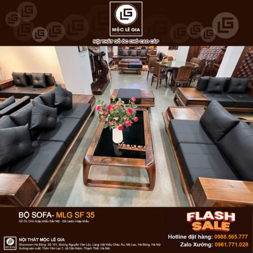 Bộ Sofa gỗ óc chó MLG SF35