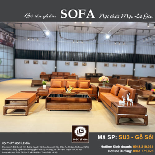 Bộ sofa gỗ sồi SU3