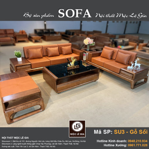 Bộ sofa gỗ sồi SU3