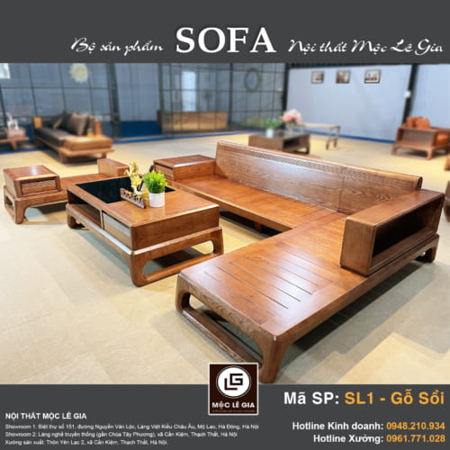 Bộ sofa gỗ sồi SL1