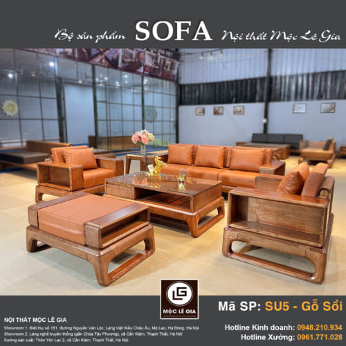 Bộ sofa gỗ sồi SU5