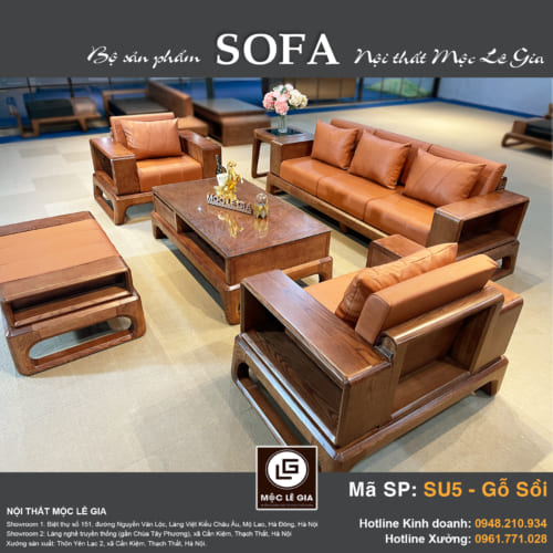 Bộ sofa gỗ sồi SU5