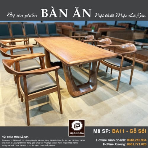 Bộ bàn ăn gỗ sồi Ba11