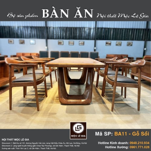 Bộ bàn ăn gỗ sồi Ba11