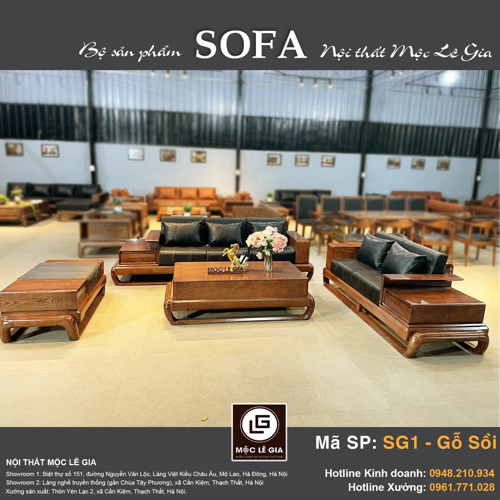 Bộ sofa gỗ sồi SG1