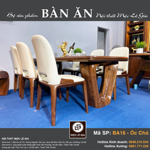 Bộ bàn ăn gỗ óc chó BA16