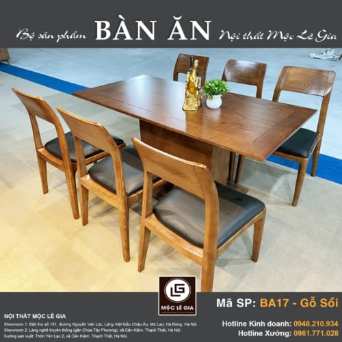 Bộ bàn ăn Gỗ Sồi BA 17