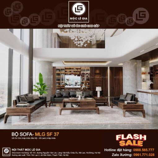 Bộ sofa gỗ óc chó MLG SF37