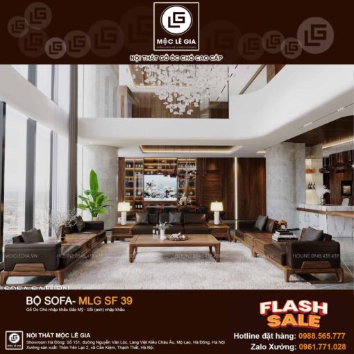 Bộ sofa gỗ óc chó MLG SF39