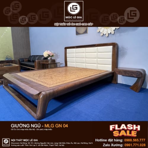 Giường ngủ gỗ óc chó MLG GN04