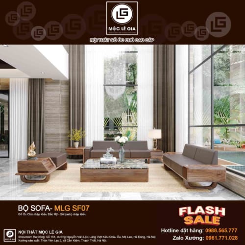 Bộ Sofa Gỗ Óc Chó MLG SF07